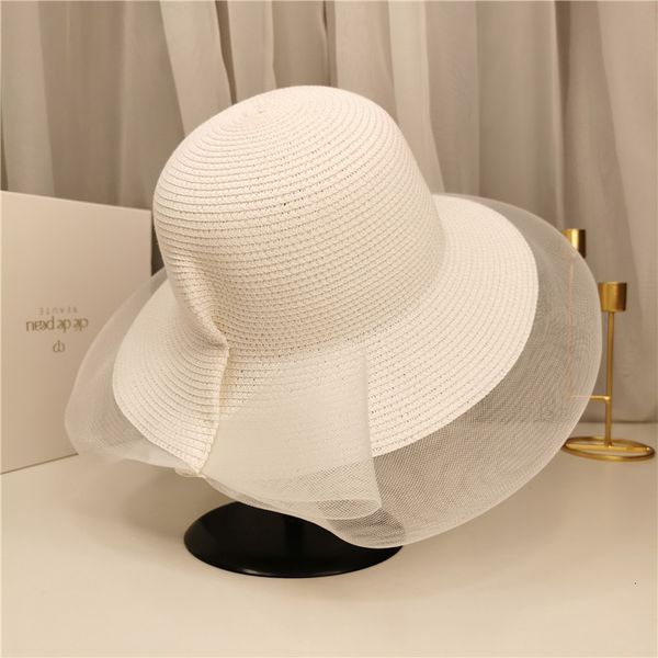 

new half bow and wide brim hat for traveling, Yellow