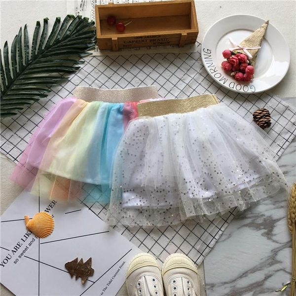 

tonytaobaby summer wear style baby girls color gauze skirt white sequin princess skirts, Blue