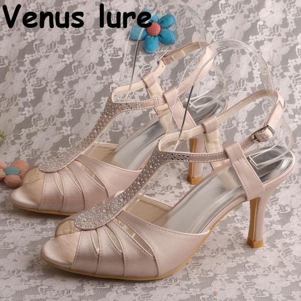 Kleid Schuhe Nude Farbe Peep Toe Diamante Sommer Heels Sandalen für Hochzeit Braut