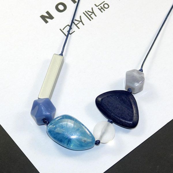 

pendant necklaces women geometric resin necklace fashion jewelry sweater rope chain trendy accessories adjustable length, Silver