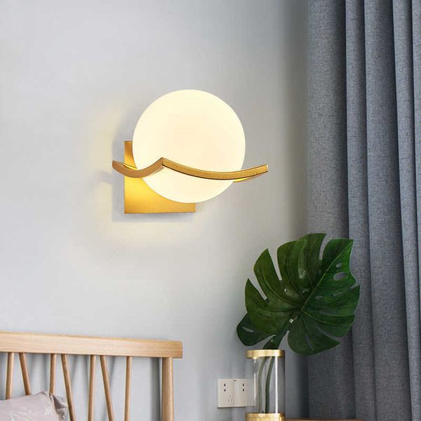 Post Modern Loon Lamp Lâmpada de vidro Sombra Branco Decoração do Quarto de Ouro Preto para Home Interior Sconce LED Night Lights Lumines 210724