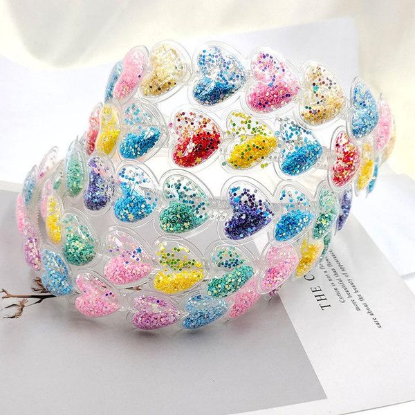 

hair accessories 1pcs diy handmade sequin quicksand heart shaker glitter headband, Slivery;white
