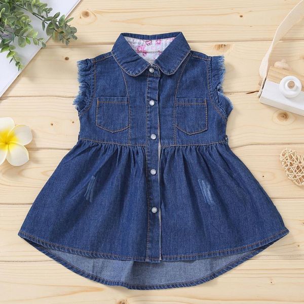 

girl's dresses brands summer toddler clothing kids clothes denim children sleeveless costume for girls outfit, Red;yellow