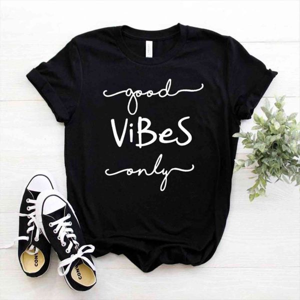

good vibes only cotton casual women funny girl tee hipster drop ship na 326, White