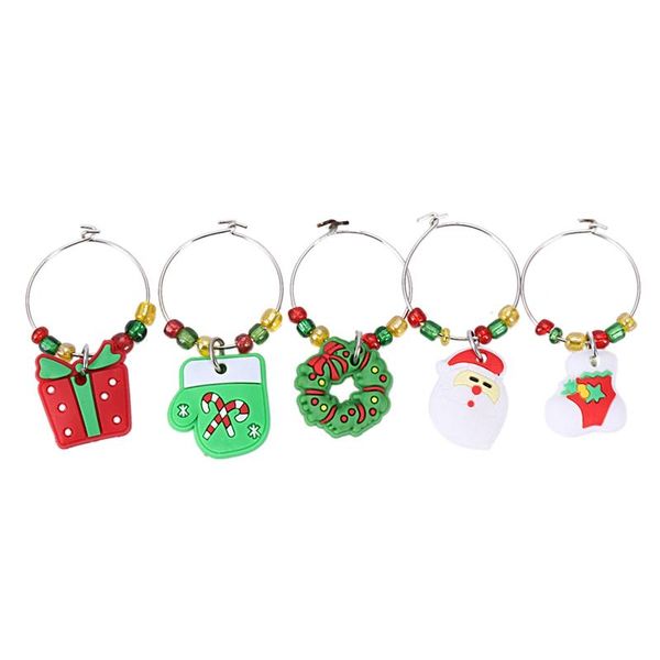 

christmas decorations 6pcs pvc merry wine glass charms rings marker party bar table