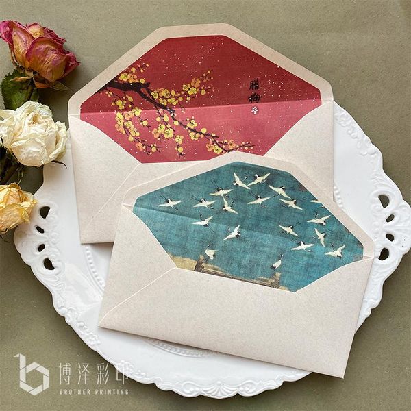 

gift wrap 4pcs/lot envelope chinese style retro painting color lined holiday invitation