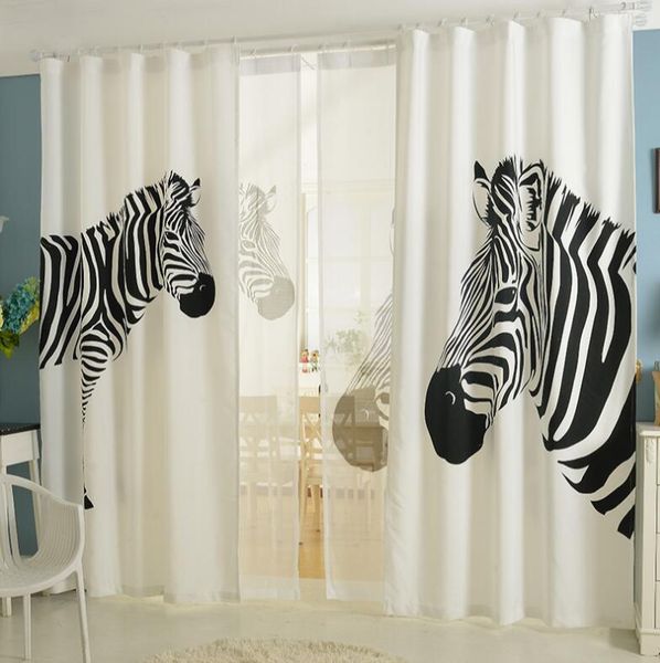

curtain & drapes nordic ins digital printed 3d curtains for bedroom window decoration modern style zebra pattern room 2pcs a set