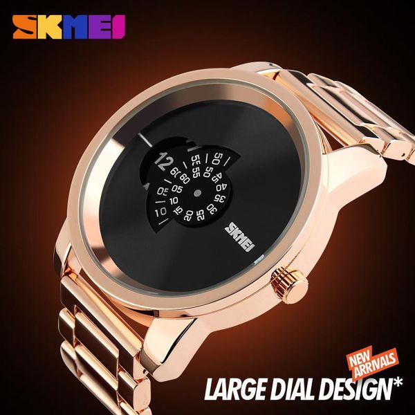 

wristwatches 2021 skmei large dial quartz watch men clock waterproof fashion casual watches wrist male relogio masculino, Slivery;brown