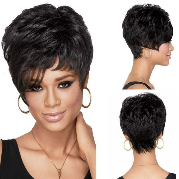 

fashion black wig female curly ffy youth short hair set wig