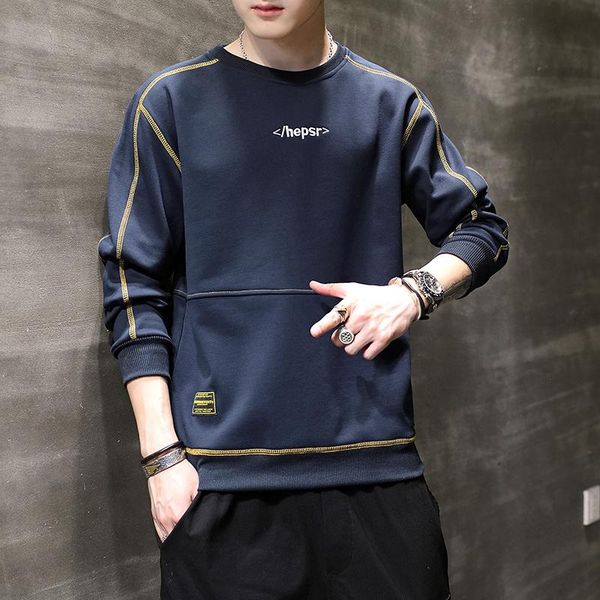 

men's hoodies & sweatshirts hoodie o-neck korean fashion trend autumn winter loose logo versatile men male plus size m-4xl, Black