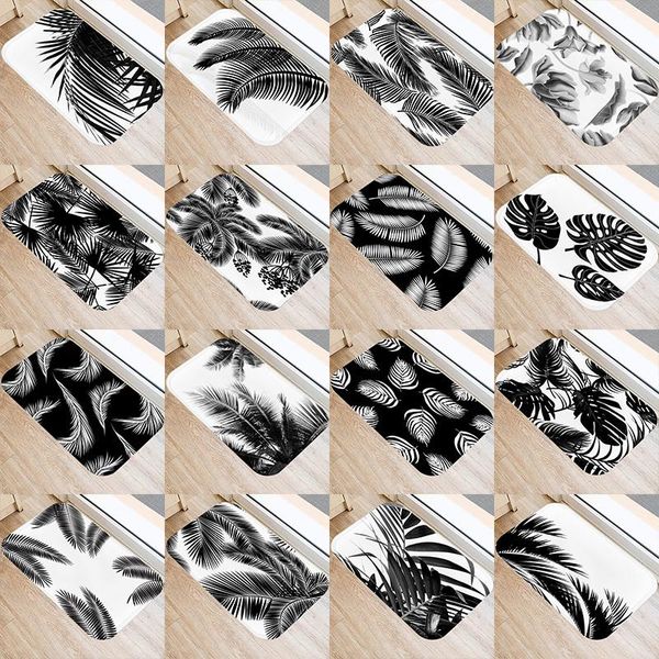 

nordic tropical palm plants kitchen entrance 40*60 door mat coral velvet carpet rubber indoor floor mats non-anti-slip rug 48061 carpets