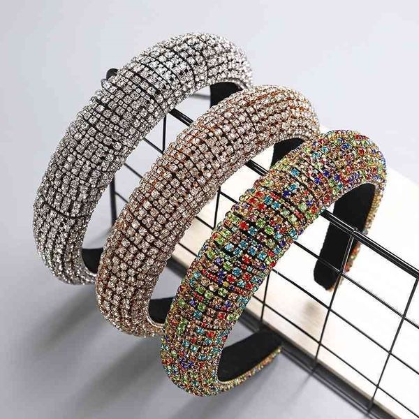 

diamond za same color sponge hair hoop women's wide baroque party show headband, Black;brown