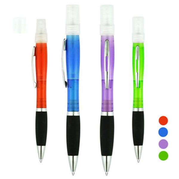 

spray ballpen multi ballpoint pen pourable full liquid disinfectant hand sanitizer perfume alcohol office school stationery gift pens, Blue;orange