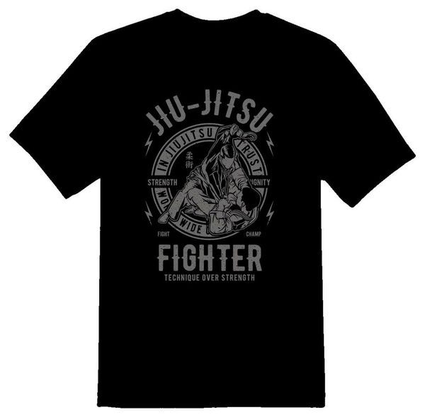 

jiu jitsu technique over strength tee shirt black or white, White;black