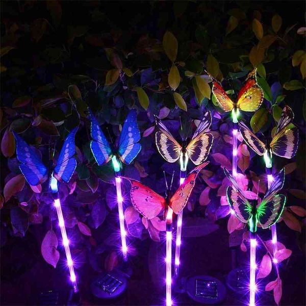 

colorful optical floor lawn fiber butterfly solar lamp