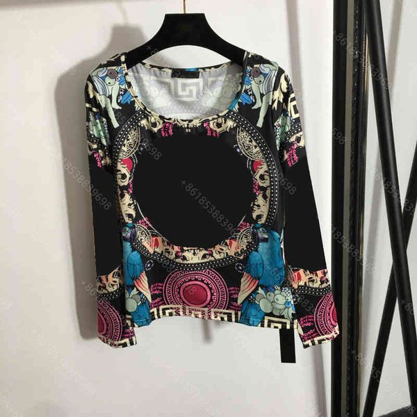 

fashion designer women bottoming shirt apparel long sleeve t-shirt hd color printing luxury shirts logo brand womens clothes wholesale a1, White