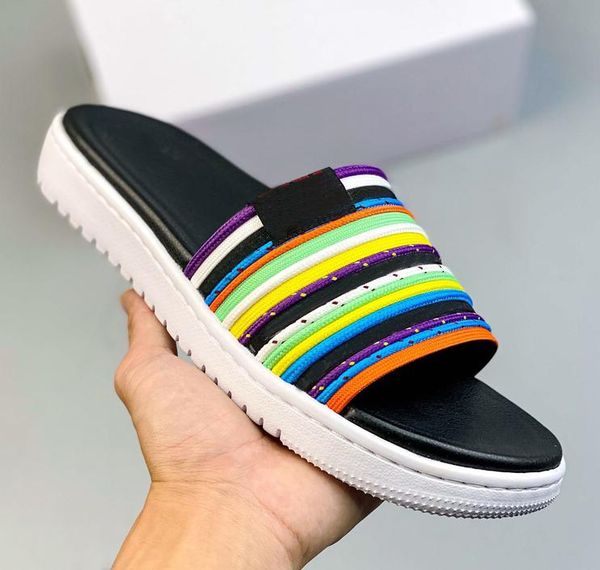 

men women ice slide summer fashion wide flat ice slipper designer moderovip jumpman 1s t sandals oran oasis nonslip casual shoes, Black