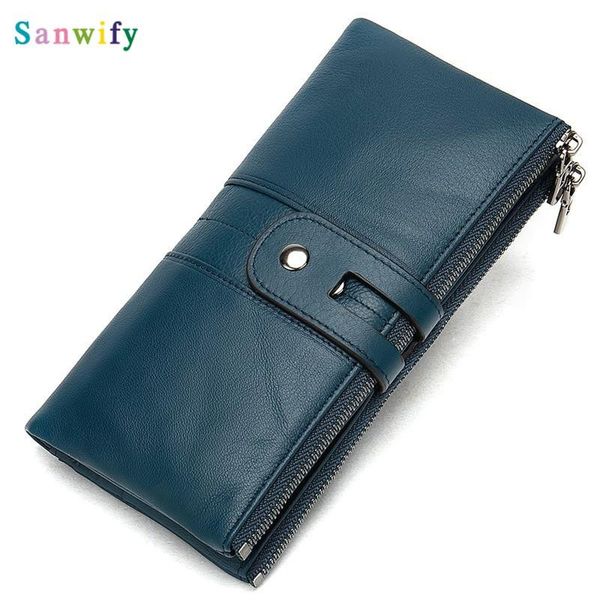 

wallets design women clutch genuine leather women's long wallet zipper purse coin money phone bag, Red;black