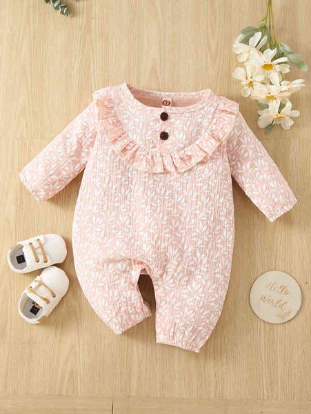 

baby plant print textured ruffle trim jumpsuit she, Blue