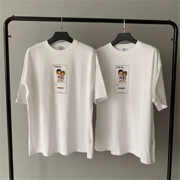 

men's t-shirts men women couple lovers casual loose t-shirt vetements shop love is us t shirt embroidery tvm tee i73y, White;black