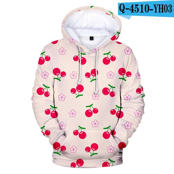 

men's hoodies & sweatshirts trendy cool novelty sweet cherry fruit 3d men/women long sleeve hoodie funny cute sweatshirt pullovers, Black