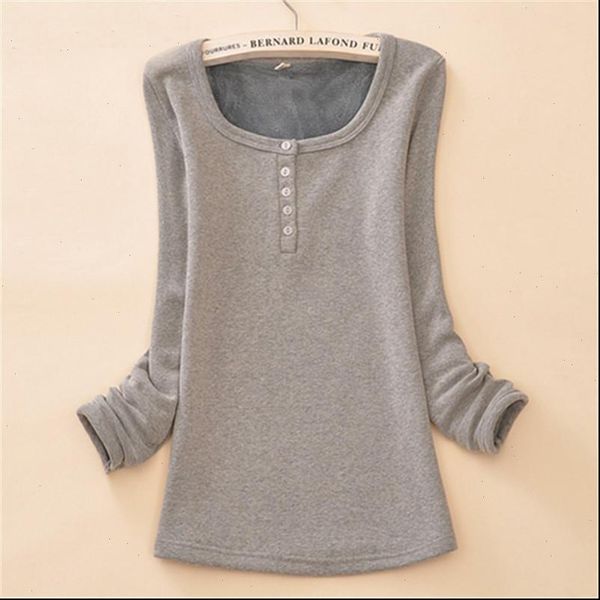 

autumn winter tees warm womens t shirt thick velvet long sleeve bottoming underwear plus size, White