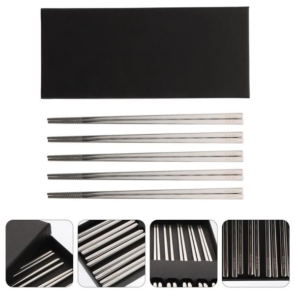 

chopsticks 5 pairs household stainless steel durable spiral (silver)