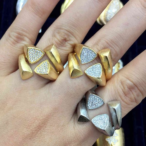 

missvikki luxury trendy vintage golden rings dubai style geometric triangle 2021 women super gift, Silver