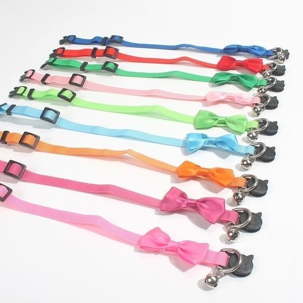 

cat collars & leads 5pcs pet bowknot collar nylon webbing multicolor adjustable with bell safety buckle 9 color accessories
