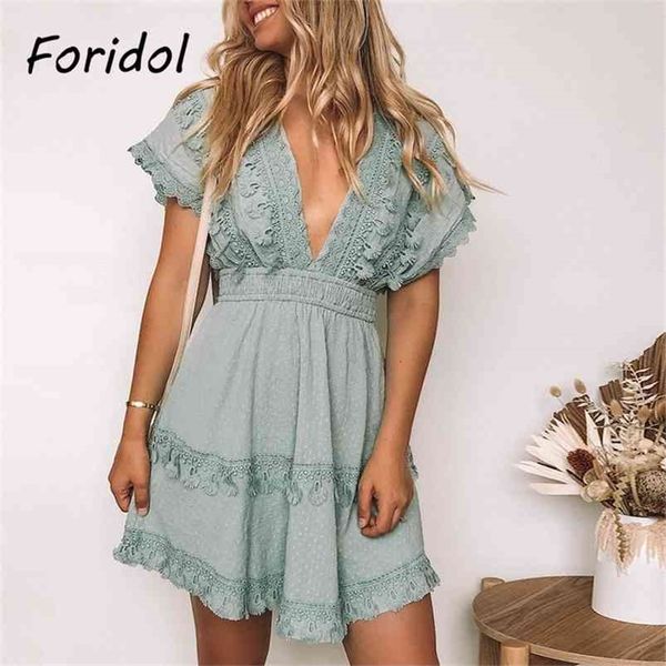 

backless lace up boho dress women summer casual beach ruffle a-line mini vestidos clothes harajuku 210427, Black;gray