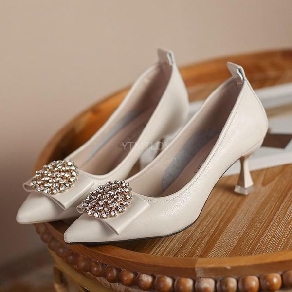 

bride wedding shoes light color pearl white heels women's stilettos pointed toe zapatos de mujer plataforma dress, Black