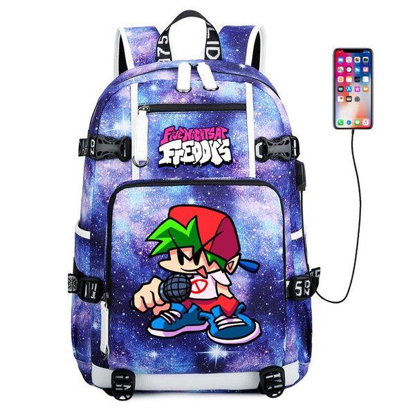 

backpack friday night funkin fnf school bag usb charging travel bags durable impermeable teenager lapsport rucksack