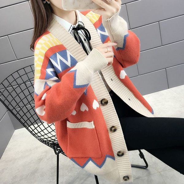 

women's knits & tees autumn and winter new sweater cardigan thick mid-length korean version loose fashion knitted jacket women h5f, White
