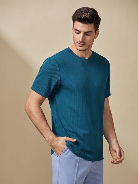 

men solid round neck tee 92rz#, White;black