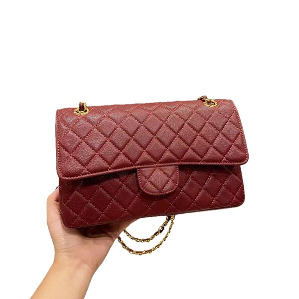 

luxury designers cc channel women bags original hardware caviar cowhide 7 colors 25cm single shoulder messenger handbag crossbody wallet tot