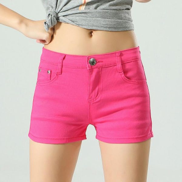 

women's shorts jeans candy colour, cotton in for women with medium waist, black and white, clothing 2021, White;black