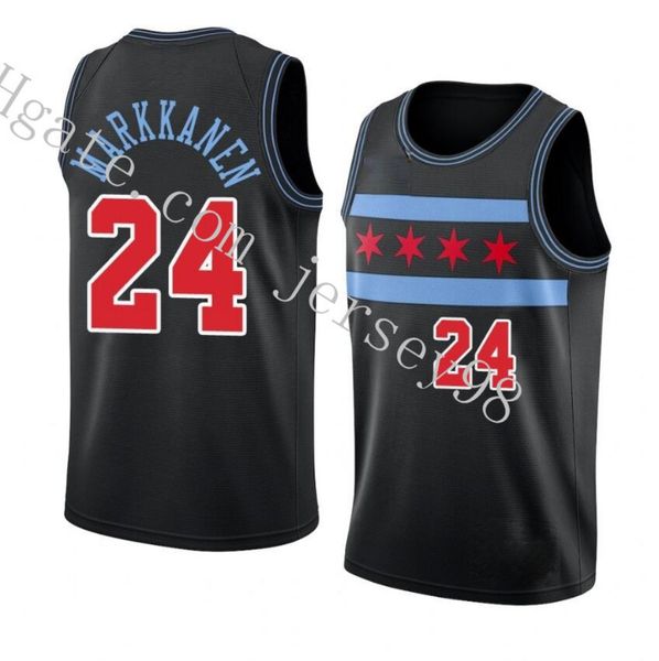 

chicago bulls men 1 derrick rose 24 lauri-markkanen 23 michael north jersey, Black