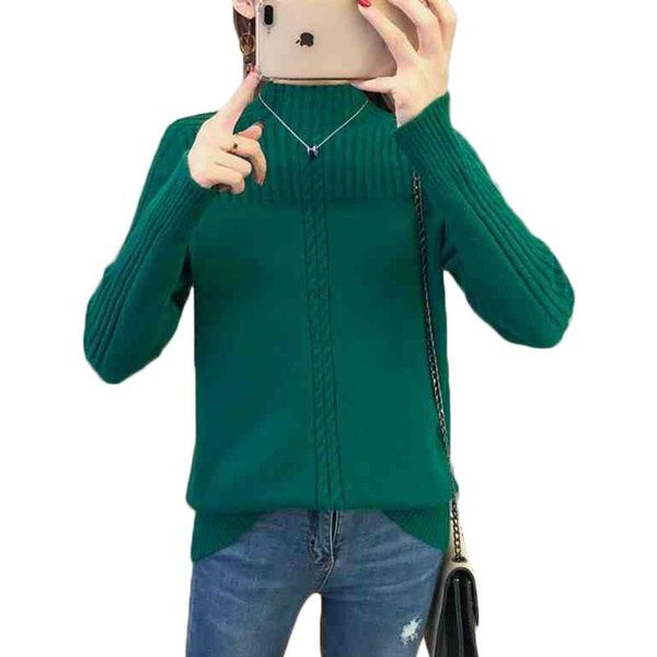 

women's sweaters autumn winter women sweater pullover half turtleneck loose pull knitted bottoming shirt jumper female, White;black