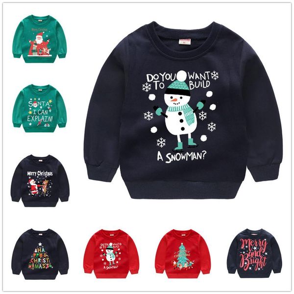 Bebé Menino Sweatshirt Snowman Camisola de Algodão de Natal para Meninos Pullover Meninas Tops X'mas Trajes Roupas de Algodão Jumpers 1-6Years 210413