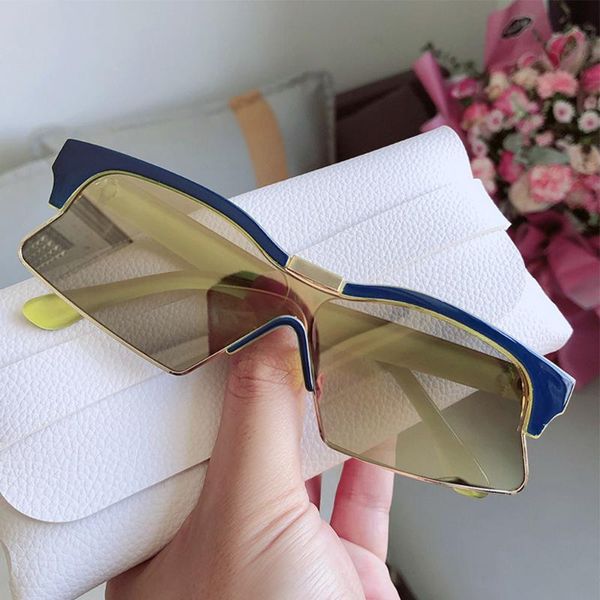 

sunglasses women 2021 korean version of the fashion long face irregular half frame pointed glasses one piece, White;black