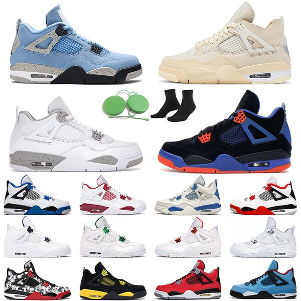 

4 safety orange men women basketball shoes 4s university blue black cat white oreo sail outdoor mens trainer