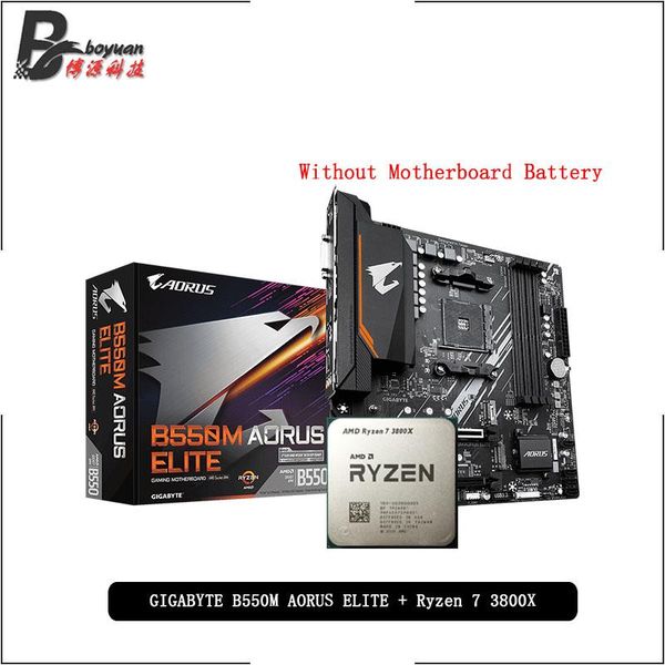 

motherboards amd ryzen 7 3800x r7 cpu + ga b550m aorus elite motherboard suit socket am4 all but without cooler