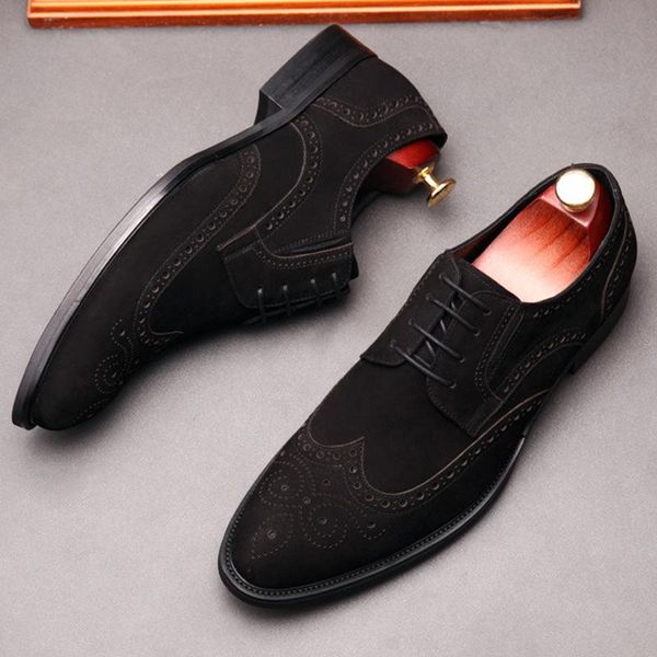 

dress shoes suede mens formal genuine leather oxford for men italian 2021 wedding black brown brogues