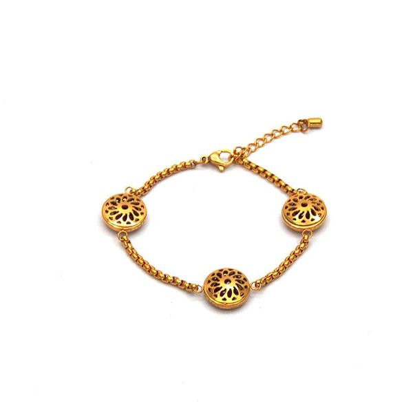 

link, chain stainless steel gold bracelets round hollow out pink joker for women br041118, Black