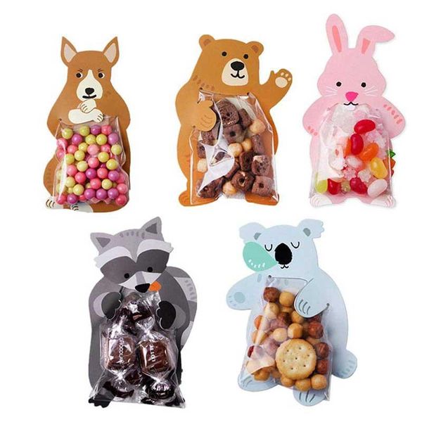 

gift wrap 10pcs cute animal candy cookies bags kawaii packaging with stickers birthday party snack bakery cookie diy decor