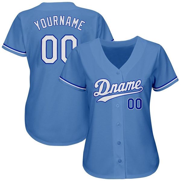 

custom women light blue baseball jersey 1, Blue;black