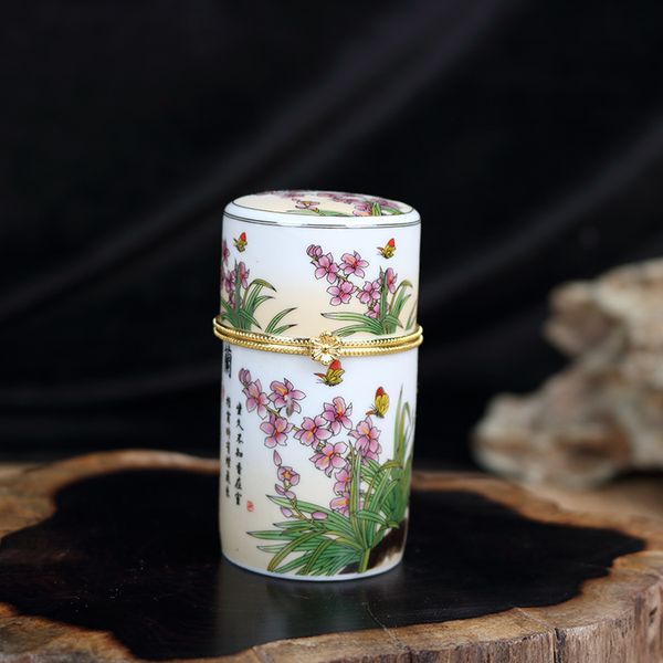 Kleine natürliche Keramik chinesische dekorative Schmuck Geschenkbox Münzgrundlage Aufbewahrung Blau und weiße Porzellan Zahnstocherhalter