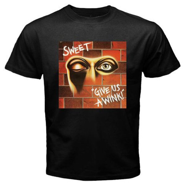 

the sweet band give us a wink logo men's black t-shirt size s to 3xl, White;black
