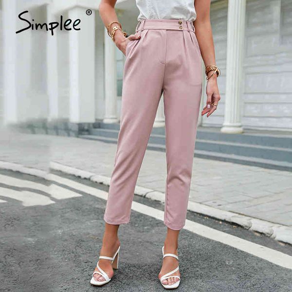 

office lady casual spring solid pencil women fashion female basic trousers elegant drape zipper button pants 210414, Black;white