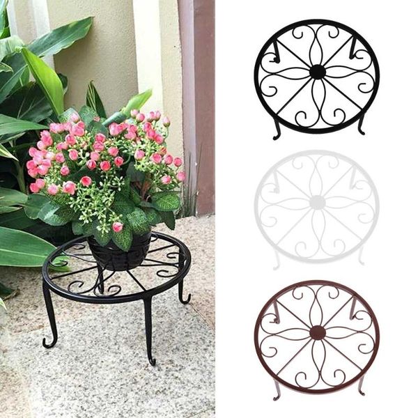

planters & pots 24x13cm indoor outdoor plant stand metal flowerpot round iron pot holder living room balcony shelf